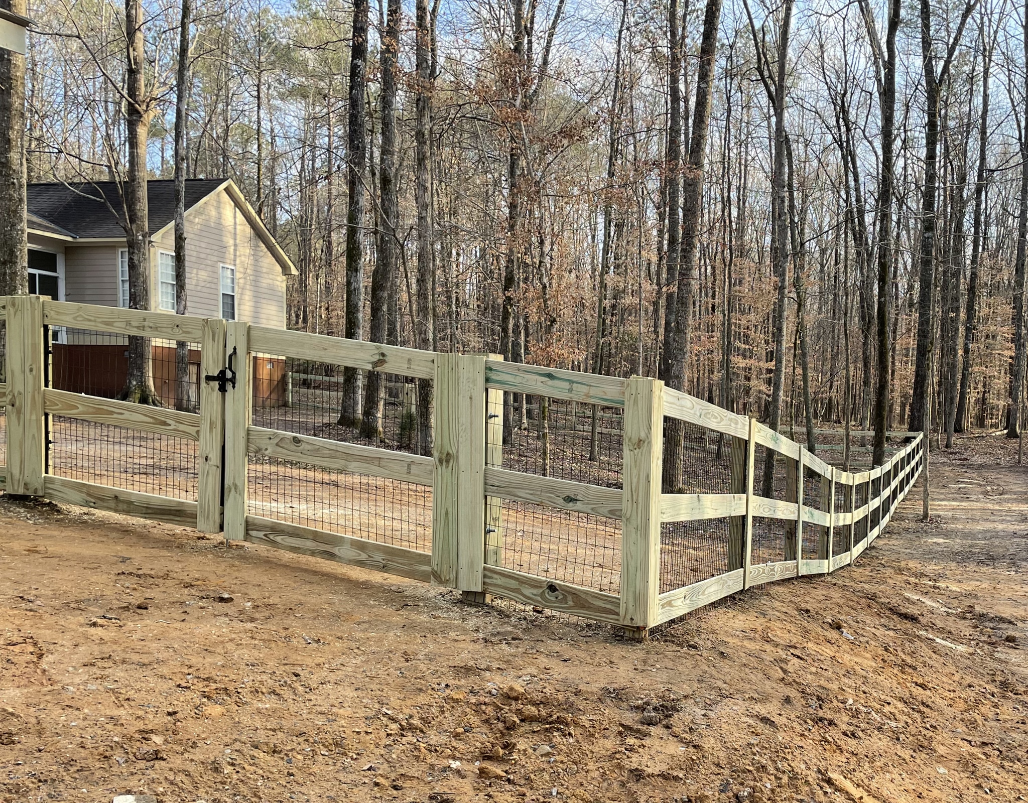 Farm Fence Installation - 3-Rail With Welded-Wire